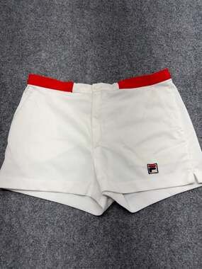 Fila Vintage Bjorn Borg Style Tennis Shorts White-Red band size 40-made in Italy